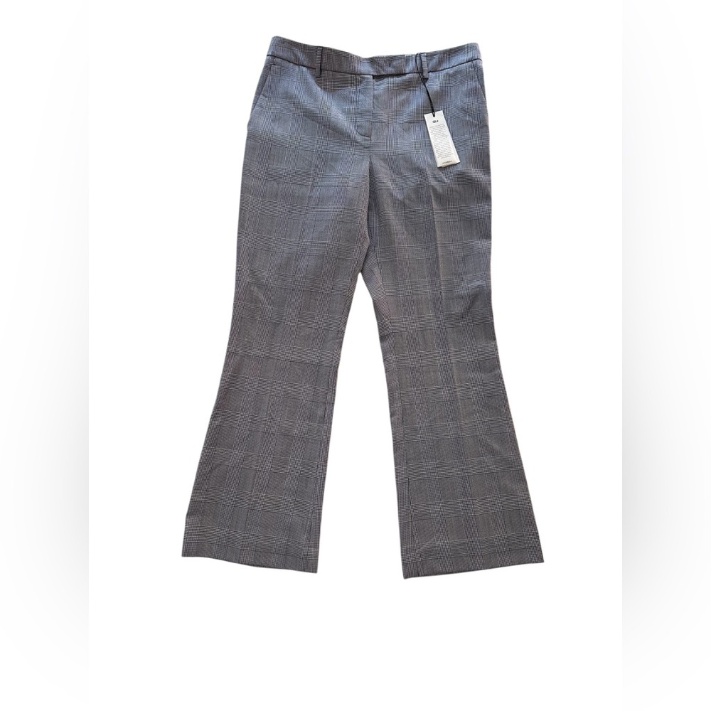QL2 Quelledue Nellie Glen Plaid Cropped Pants Blue White Italy Size 8 NWT